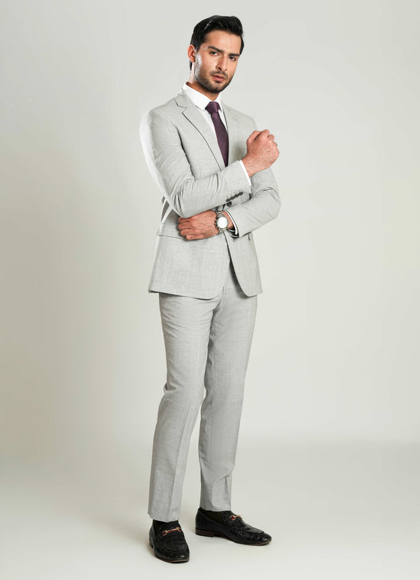 Formal 2 Piece Suit - Light Grey Plain