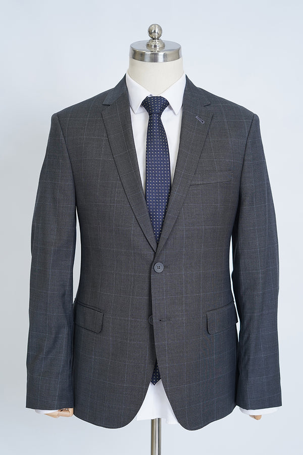 Black & Grey Textured Wool Rich Classic Blazer