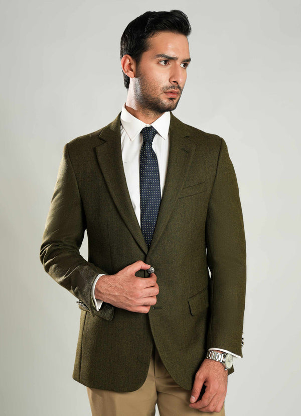 Cedar Herringbone  Worsted Tweed Classic Blazer