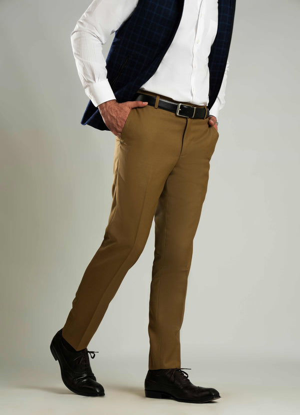 Trouser - Worsted Flannel Brown Plain