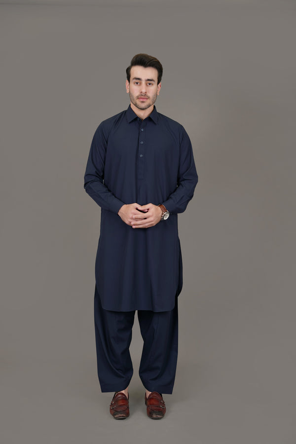 Navy Blue Plain Delta Wash N Wear Shalwar Kameez