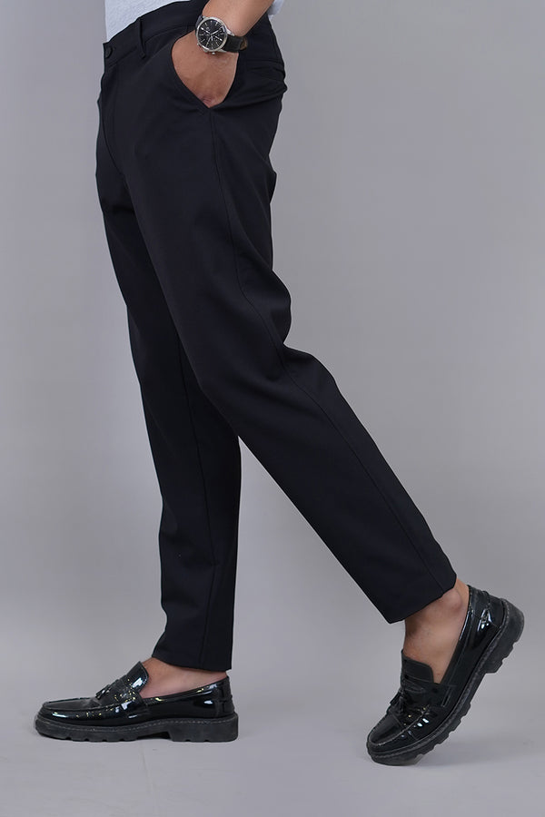 Casual Trouser - Nylon Spandex Leisure Trouser Black Plain