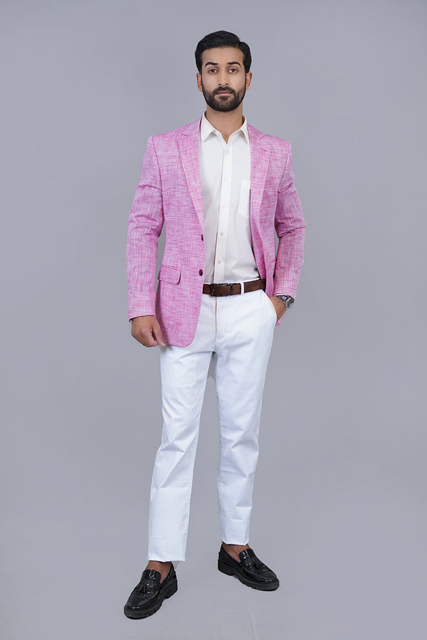 Red Textured Blazer Front View – Eye-Catching Design