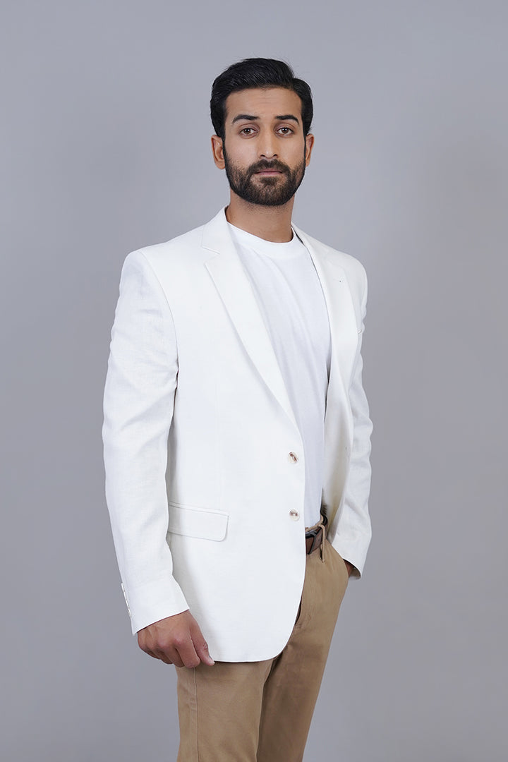 Off-White Blazer Front View – Lightweight & Elegant