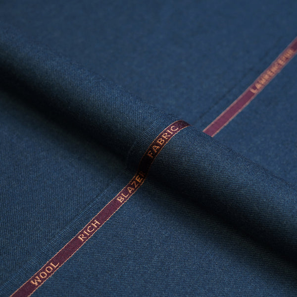 Prussian Blue Plain Worsted Tweed Jacketing Fabric