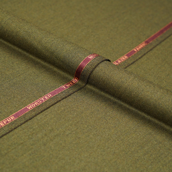 Cedar Herringbone Worsted Tweed Jacketing Fabric