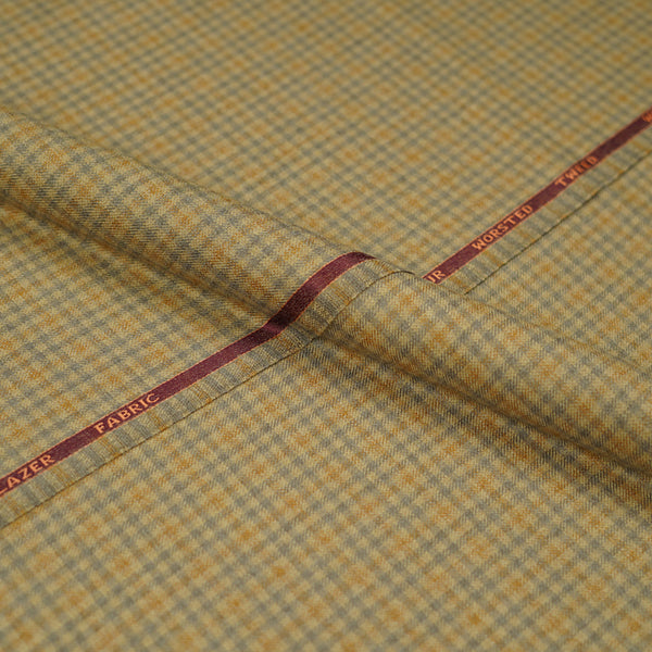 Brown Checks  Worsted Tweed Jacketing Fabric
