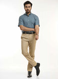 Half Sleeves Shirt - Delta Green & Blue Tattersall Plaid
