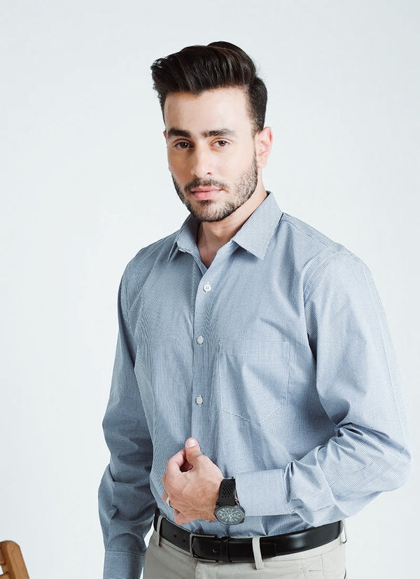 Sky Blue, Bravo Dobby Textured Regular Fit Shirt
