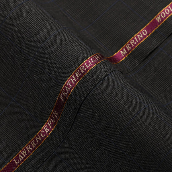 Glen Plaid Checks-Charcoal Grey, Wool Blend, Featherlight Suiting Fabric