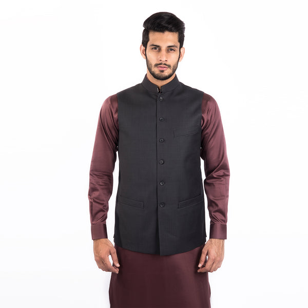 Charcoal Grey Plain Formal Waistcoat – Classic Fit
