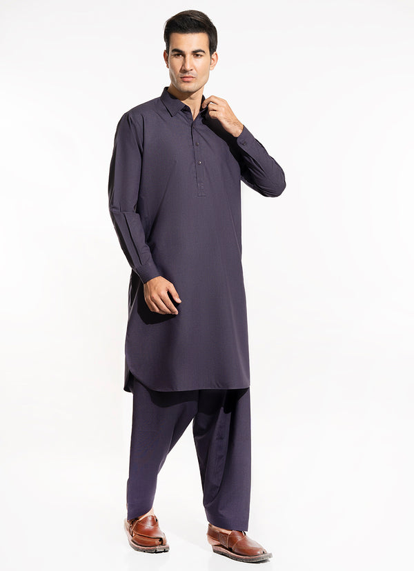 Dark Lavender, End on End Textured, Delta Winter Shalwar Kameez