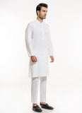 Self Textured-White (Striped Pattern Style), 100% Fine Alpha Cotton Kurta