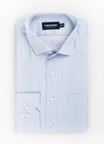 Awning Stripes-Blue & Black on White base, Delta Cotton Rich Formal Shirt