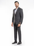 Stripes-Dark Grey, Pure Wool Classic Suits