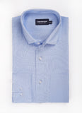 Herringbone Textured-Blue, Delta Cotton Rich Formal Shirt