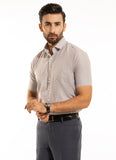 Geometric Checks-Grey, Cotton Rich Half Sleeve Shirts