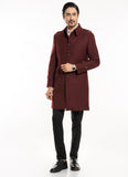 Plain Twill-Maroon, Wool Rich, Worsted Tweed Long Coats
