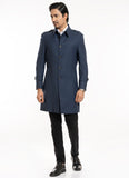 Plain Twill-Blue, Wool Rich, Worsted Tweed Long Coats