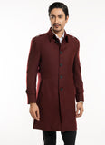 Plain Twill-Maroon, Wool Rich, Worsted Tweed Long Coats