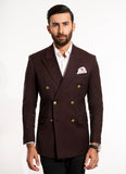 Plain-Maroon, Wool Rich Double Breasted Classic Blazer
