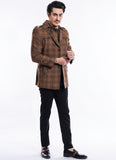 Plaid Checks-Gingerbread Brown, Wool Rich,  Regular Fit, Double Jacket