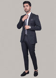 Plain-Charcoal Grey, Wool Blend Stretch Classic Suit
