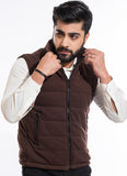 Puffer Jacket - Knitted Brown Self Stripes