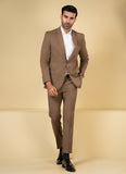 Textured-Brown, Wool Blend Classic Suits