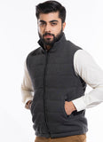 Puffer Jacket - Knitted Grey Self Stripes