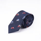 Yacht-Blue & Red on Navy Blue, Pure Silk Neck Ties