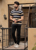 Polo Shirt - 100% Comb Cotton  Black Stripes
