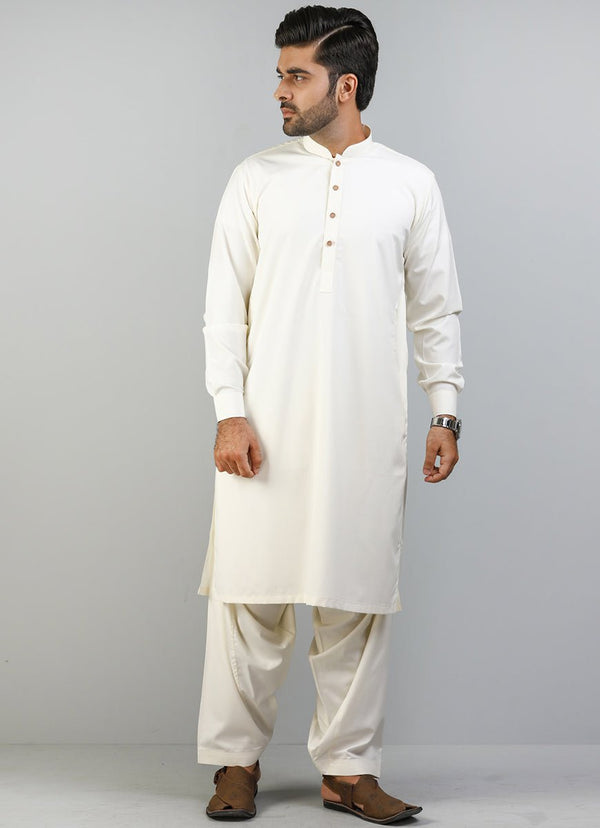 Cream Plain, Synthetic Bosky Shalwar Kameez