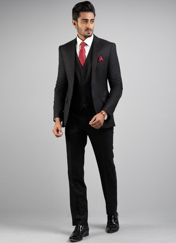 Florence Black Plain 3-Piece Suit