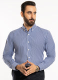Checks-Navy Blue on White Base, 100% Super Fine Cotton Formal Shirt