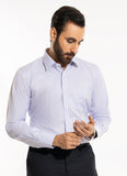 Chalk Stripes-Mouve & Blue on White Base, 100% Super Fine Cotton Formal Shirts
