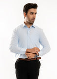 Self Textured- Light Blue Pencil Stripes, Delta Cotton Rich Formal Shirt