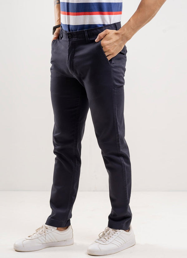 Navy Plain Cotton Stretch Chino Trouser