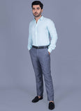Plain-Iron Grey, Poly Linen Formal Trouser
