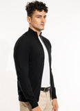 Plain-Black Pure Merino Wool Full Zipper Sweaters