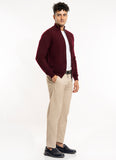 Plain-Brown Pure Merino Wool Full Zipper Sweaters