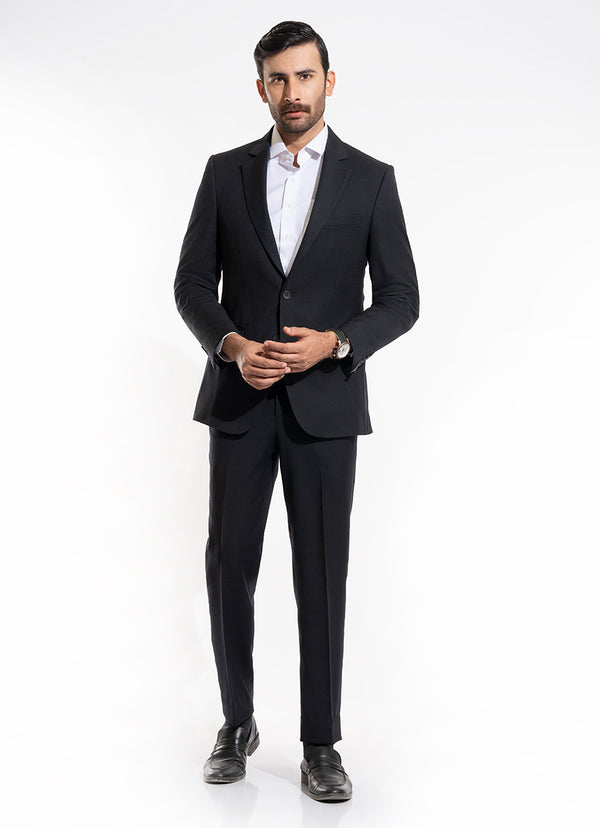 Birds Eye Textured Black Suit